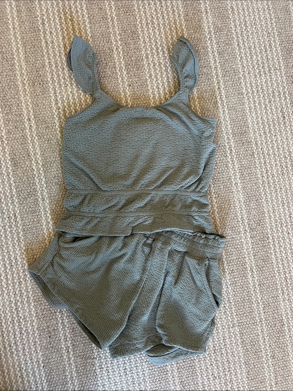 abercrombie kids Olive Green Textured One-Piece Swim Set